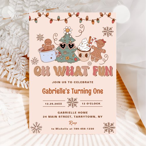 Groovy Christmas Oh What Fun Birthday Party Invitation
