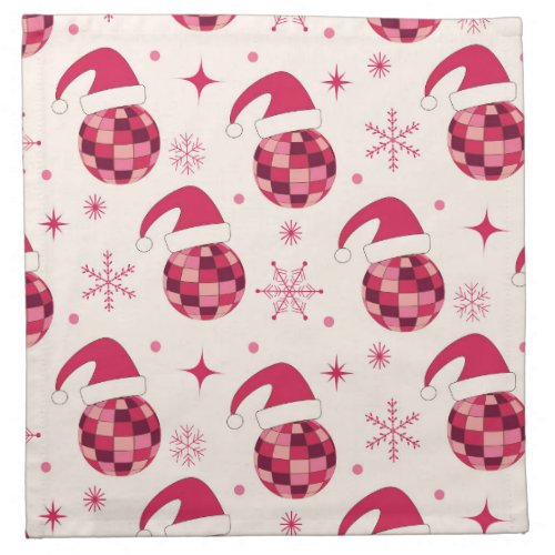 Groovy Christmas Santa Disco Balls Pattern  Cloth Napkin