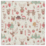 groovy christmas santa snowman reindeer coffee fabric