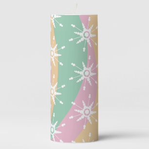 Groovy Christmas Snowflake Swirl Marble   Pillar Candle
