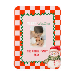 Groovy Christmas snowman Photo Magnet