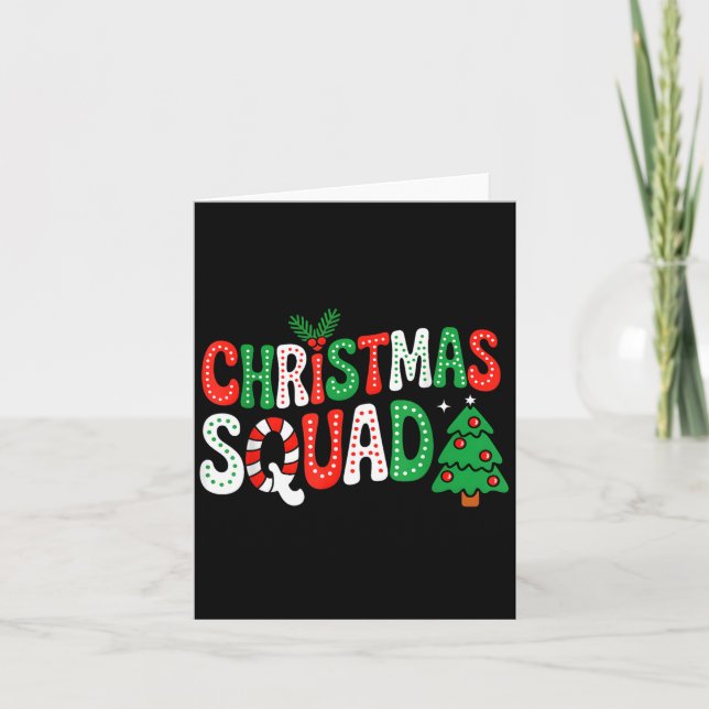 Groovy Christmas Squad Xmas Tree Family Matching P Card (Front)