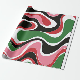 groovy christmas swirls wrapping paper