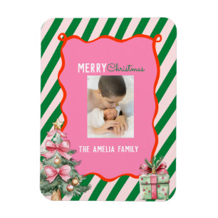 Groovy Christmas Tree Doodle Photo Magnet