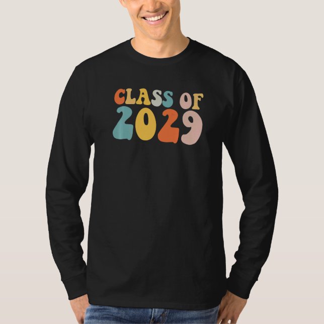 Groovy Class Of 2029 Senior Junior 12th Grade Back T-Shirt (Front)