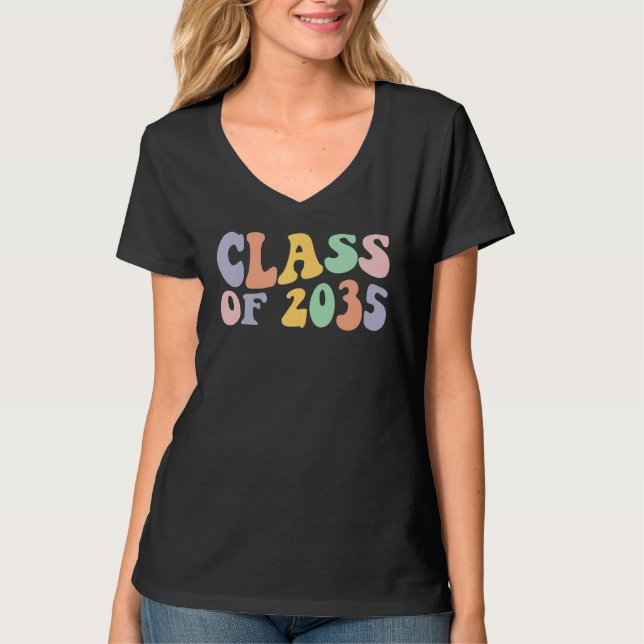 Groovy Class Of 2035 Kindergarten Graduation Schoo T-Shirt (Front)