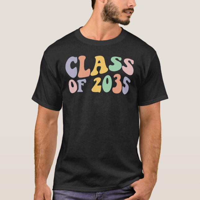 Groovy Class Of 2035 Kindergarten Graduation Schoo T-Shirt (Front)