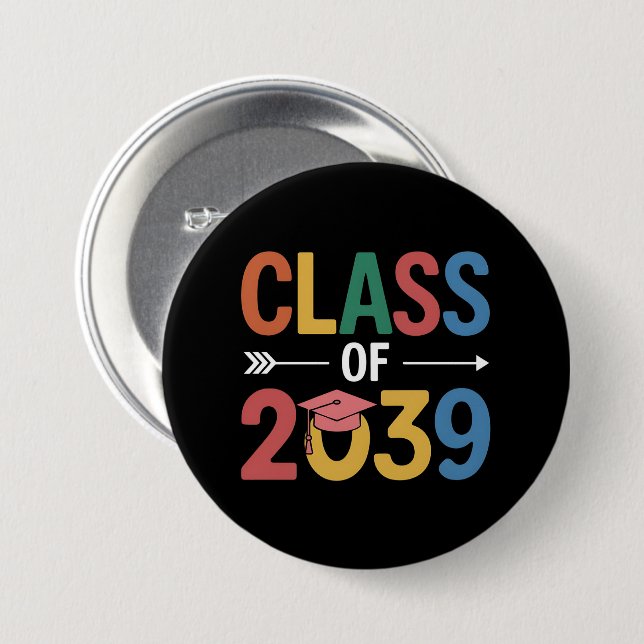 Groovy Class Of 2039 Graduation Senior 2039 Button (Front & Back)