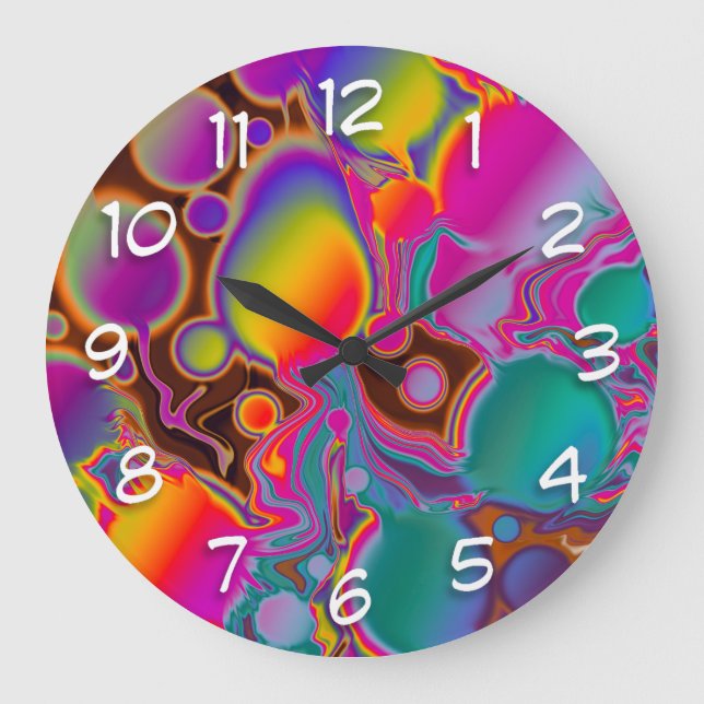 Groovy Color Burst Large Clock (Front)