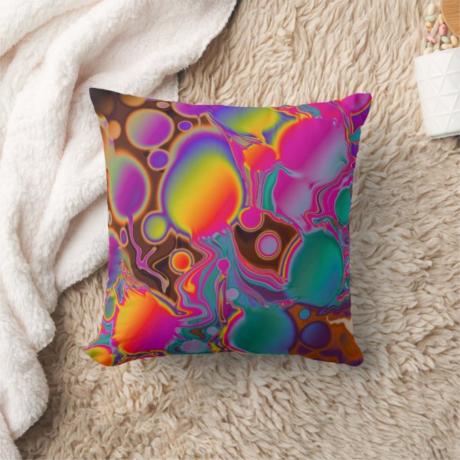 Groovy Color Burst Throw Pillow (Blanket)