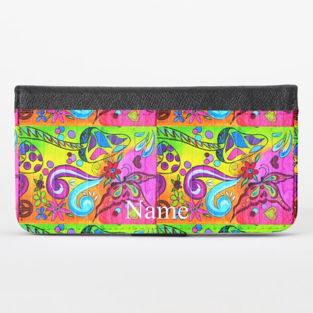 Groovy color  magic mushrooms Thunder_Cove iPhone Wallet Case (Front (Horizontal))