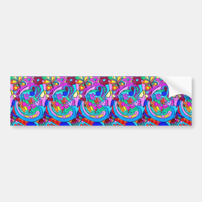 groovy colored hippie style bumper sticker (Front)