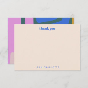 Groovy Colorful Abstract Blue Custom Bat Mitzvah Thank You Card
