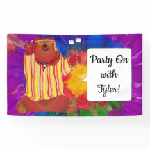 Groovy Colorful Bear Party Banner