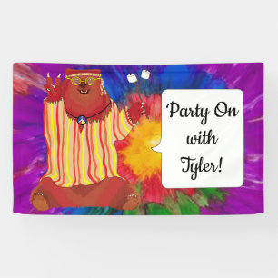 Groovy Colorful Bear Party Banner