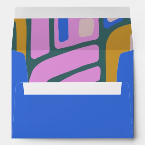 Groovy Colorful Blue Bat Mitzvah Return Address Envelope