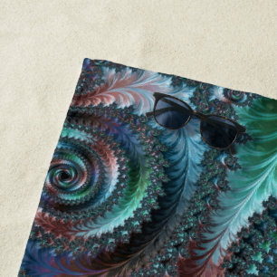 Groovy Colorful Boho Hippie Mandelbrot Fractal Art Beach Towel
