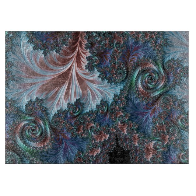 Groovy Colorful Boho Hippie Mandelbrot Fractal Art Cutting Board (Front)