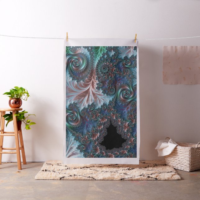 Groovy Colorful Boho Hippie Mandelbrot Fractal Art Fabric (In Situ)