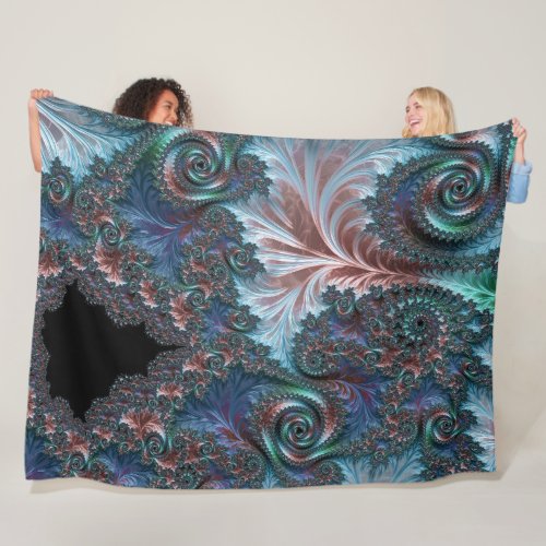 Groovy Colorful Boho Hippie Mandelbrot Fractal Art Fleece Blanket