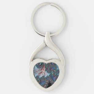 Groovy Colorful Boho Hippie Mandelbrot Fractal Art Keychain