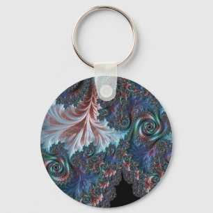 Groovy Colorful Boho Hippie Mandelbrot Fractal Art Keychain