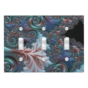 Groovy Colorful Boho Hippie Mandelbrot Fractal Art Light Switch Cover