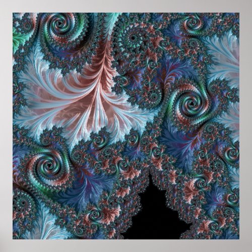 Groovy Colorful Boho Hippie Mandelbrot Fractal Art Poster