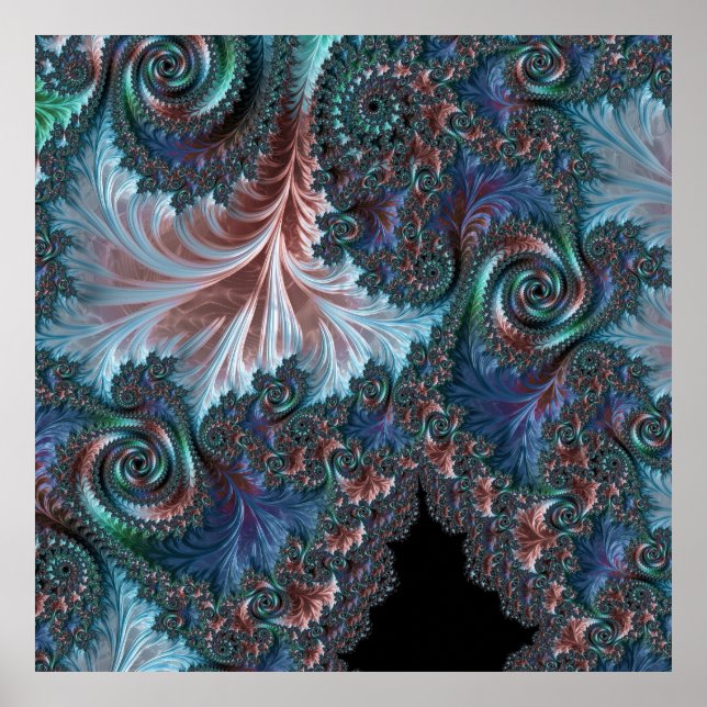 Groovy Colorful Boho Hippie Mandelbrot Fractal Art Poster (Front)