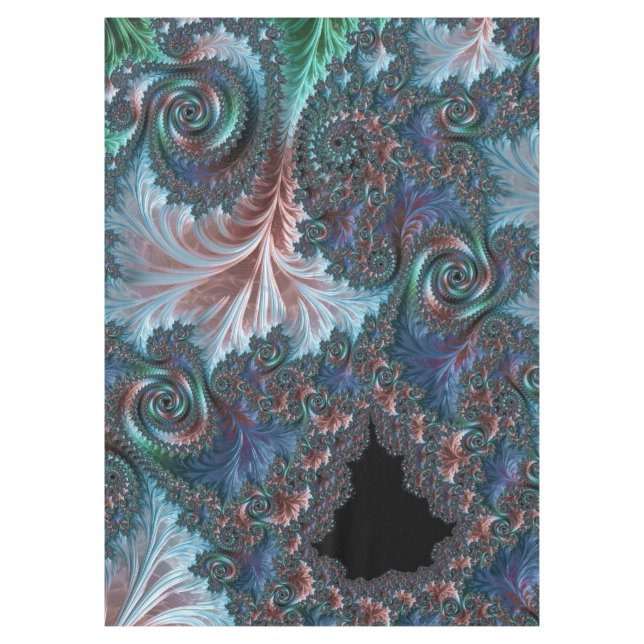 Groovy Colorful Boho Hippie Mandelbrot Fractal Art Tablecloth (Front)
