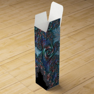 Groovy Colorful Boho Hippie Mandelbrot Fractal Art Wine Box