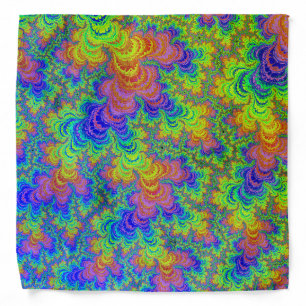 Groovy Colorful Boho Hippie Trippy Rainbow Fractal Bandana