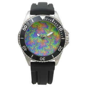 Groovy Colorful Boho Hippie Trippy Rainbow Fractal Watch