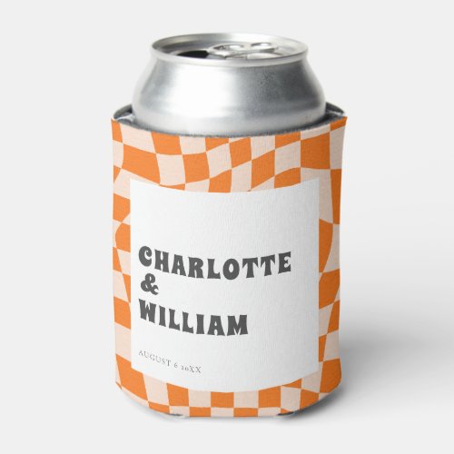 Groovy Colorful Checkered Retro Wedding Favors Can Cooler
