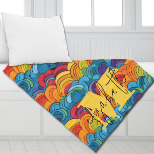 Groovy Colorful Clouds Fleece Blanket