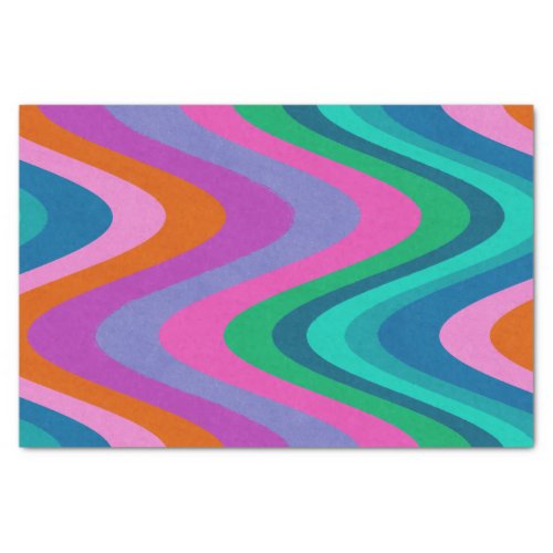 Groovy Colorful Curvy Lines Unique Retro  Tissue Paper