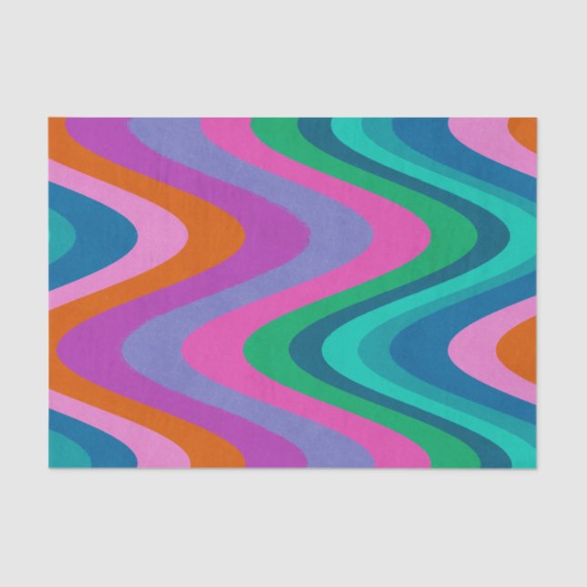 Groovy Colorful Curvy Lines Unique Retro  Tissue Paper (Front)