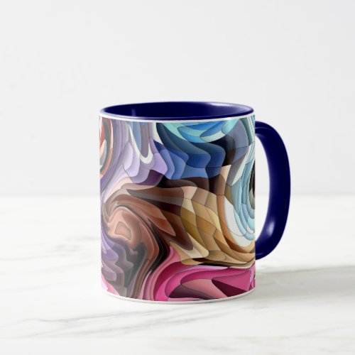 Groovy Colorful Fluid Patchwork Abstract Mosaic   Mug