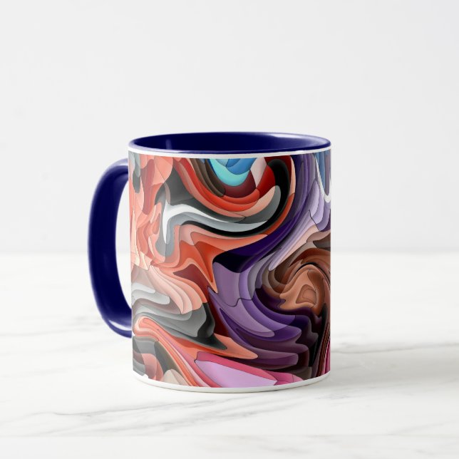 Groovy Colorful Fluid Patchwork Abstract Mosaic   Mug (Front Left)