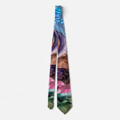 Groovy Colorful Fluid Patchwork Abstract Mosaic  Neck Tie (Back)