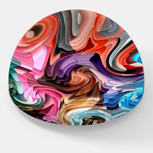 Groovy Colorful Fluid Patchwork Abstract Mosaic   Paperweight