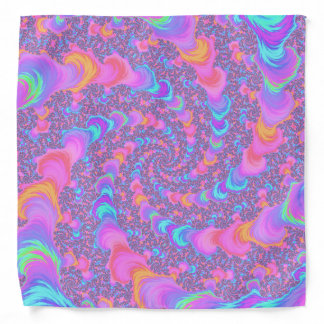 Groovy Colorful Fluorescent Trippy Spiral Fractal Bandana