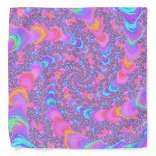 Groovy Colorful Fluorescent Trippy Spiral Fractal Bandana