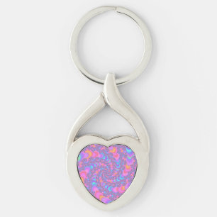 Groovy Colorful Fluorescent Trippy Spiral Fractal Keychain