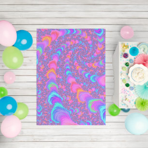 Groovy Colorful Fluorescent Trippy Spiral Fractal Outdoor Rug