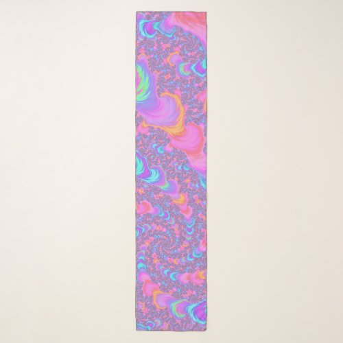 Groovy Colorful Fluorescent Trippy Spiral Fractal Scarf