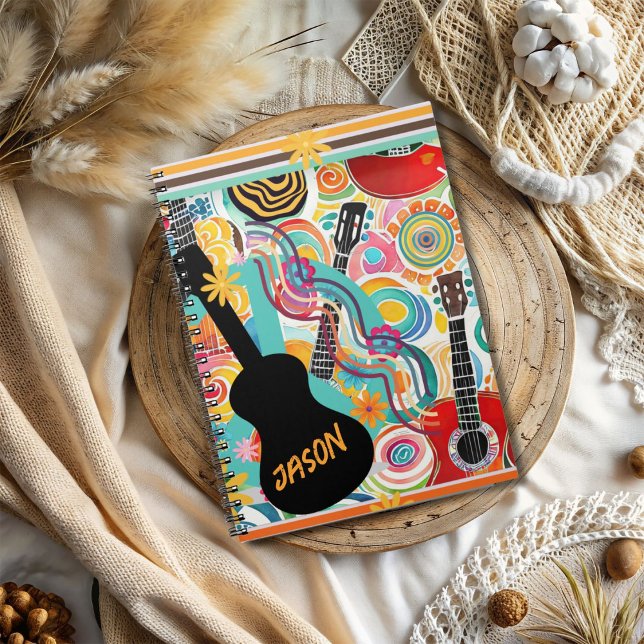 Groovy Colorful Guitars Spiral Photo Notebook (Creator Uploaded)