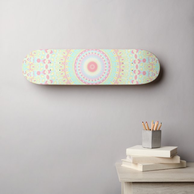 Groovy Colorful Hippie Mandala  Skateboard (Wall Art (Horz))