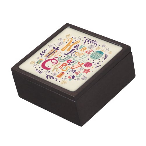 Groovy Colorful Holly Jolly Christmas Gift Box