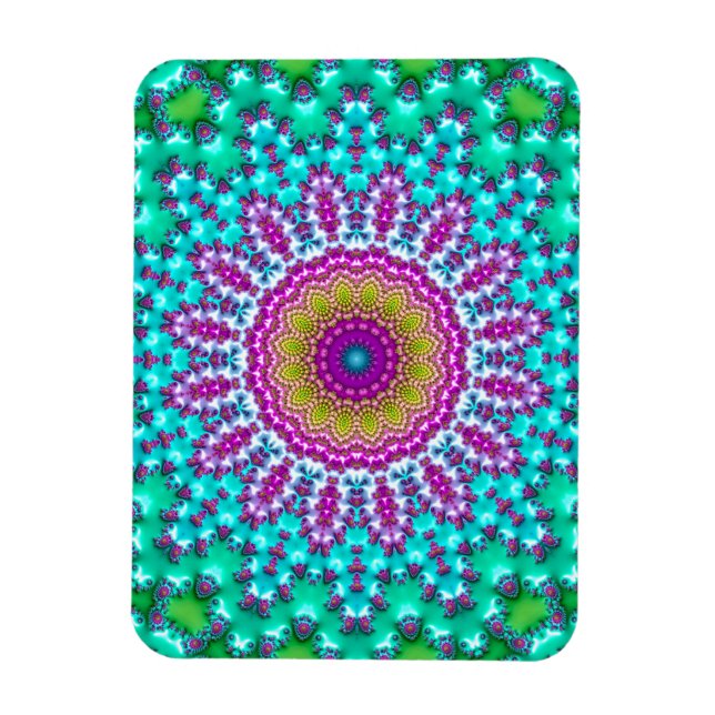 Groovy Colorful Jewel Tone Boho Fractal Mandala Magnet (Vertical)